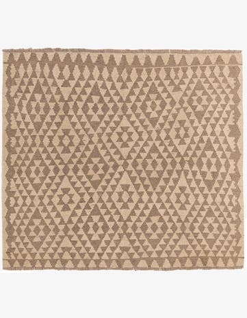 4' 9 x 5' 3 Hand Woven Kilim Maymana Wool Square Rug