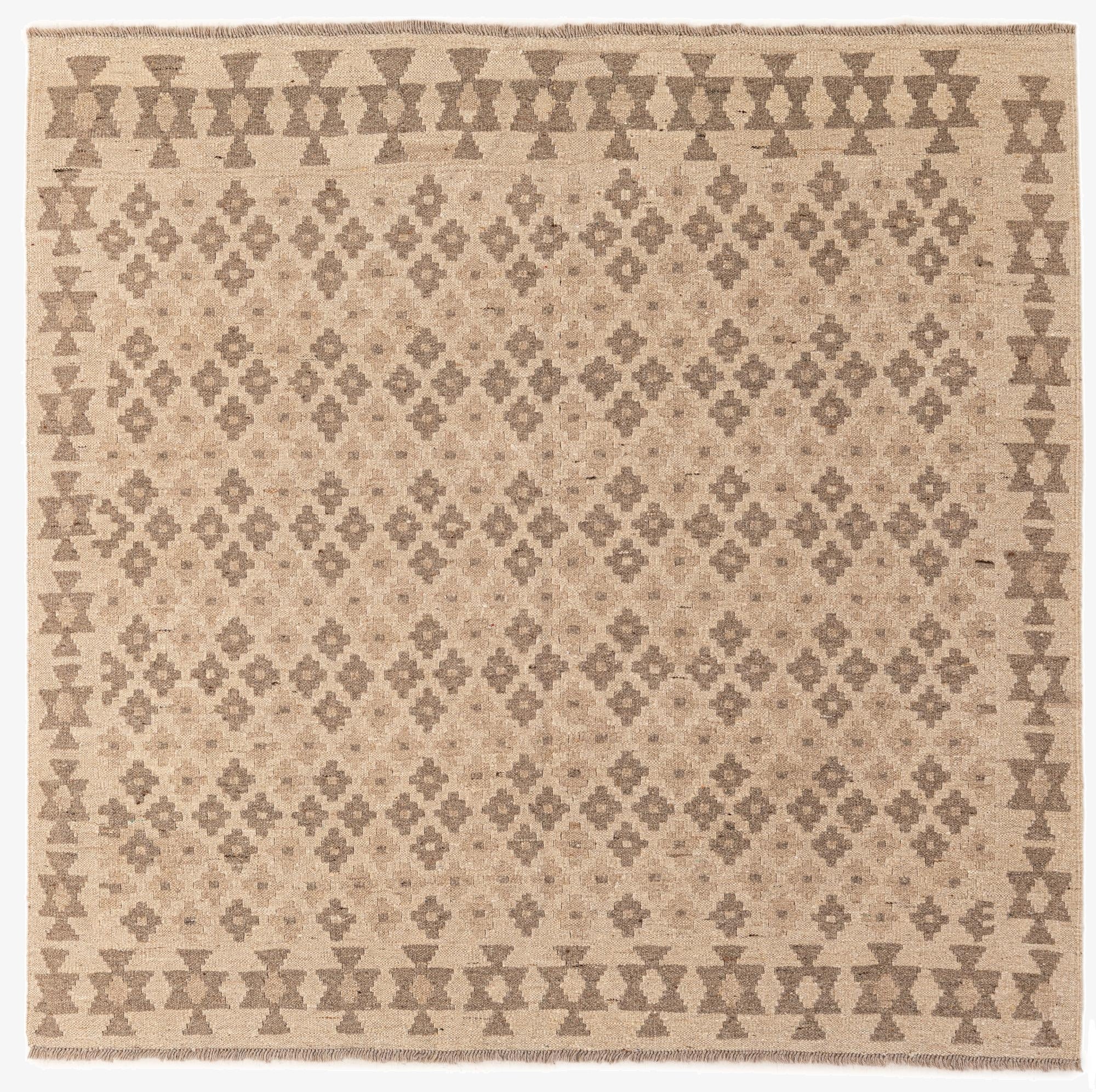 5' 1 x 5' 2  Hand Woven Kilim Maymana Wool Square Rug