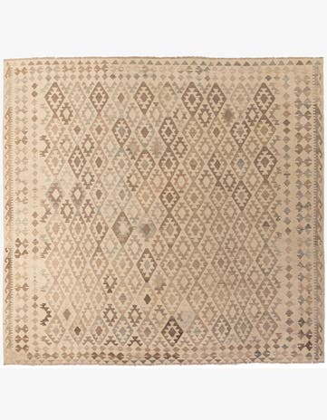 9' 9 x 10' 5 Hand Woven Kilim Maymana Wool Square Rug