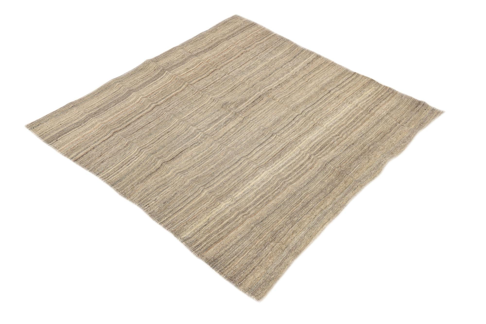 3' 10 x 3' 11 Hand Woven Kilim Modern Wool Square Rug