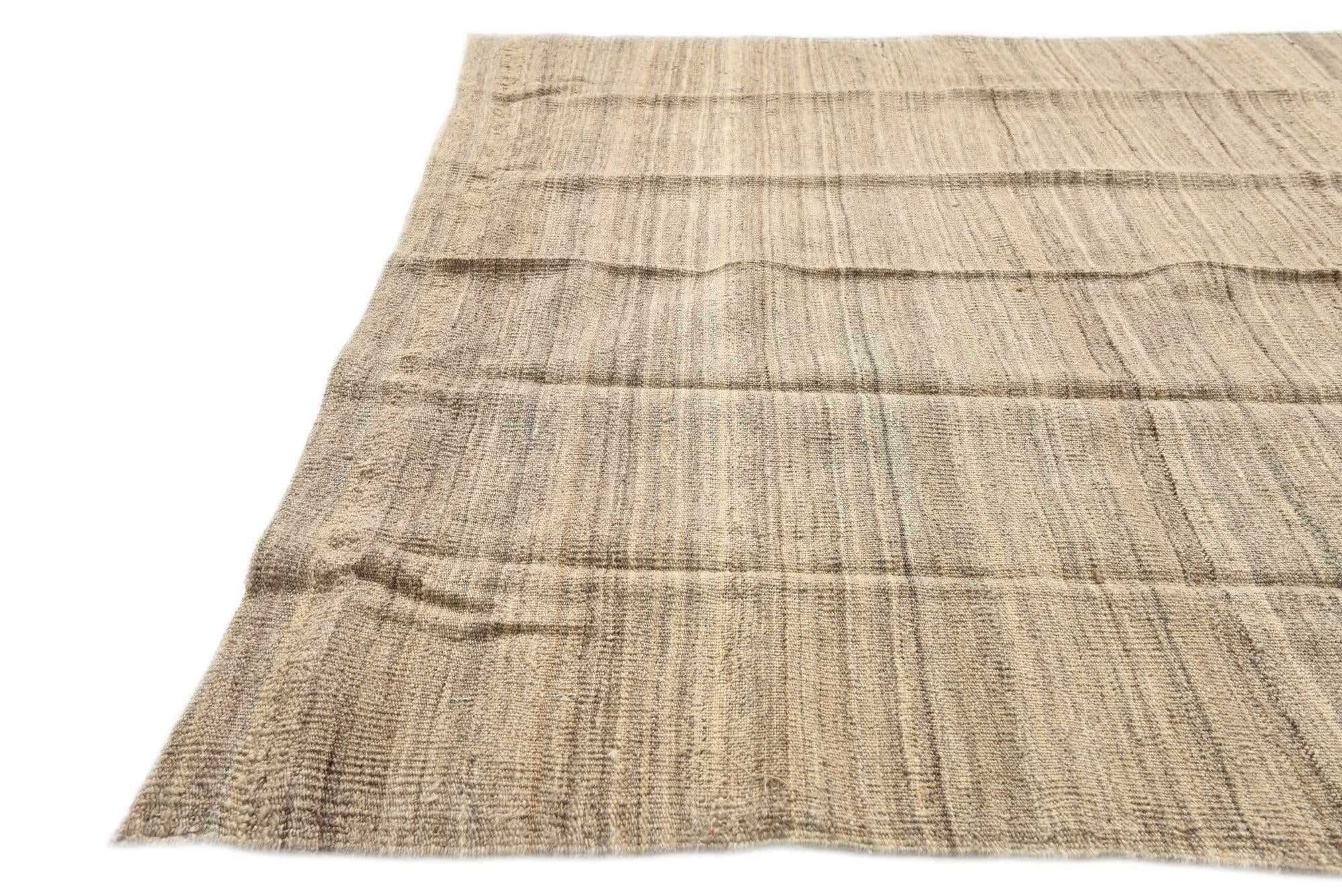 3' 10 x 3' 11 Hand Woven Kilim Modern Wool Square Rug