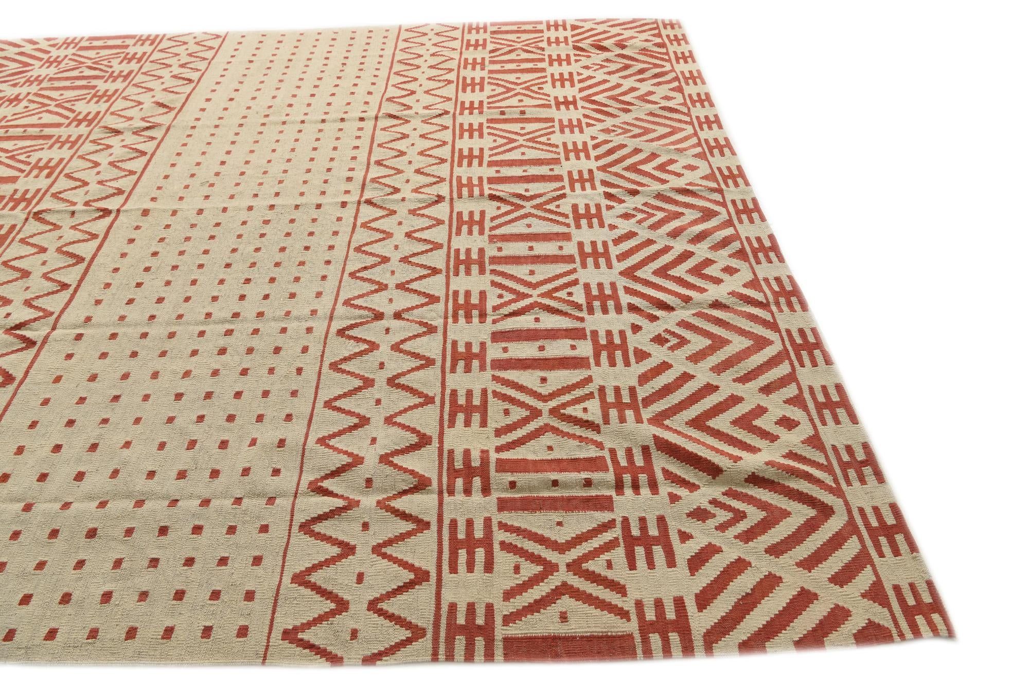8' 7 x 9' 7 Hand Woven Kilim Modern Wool Square Rug