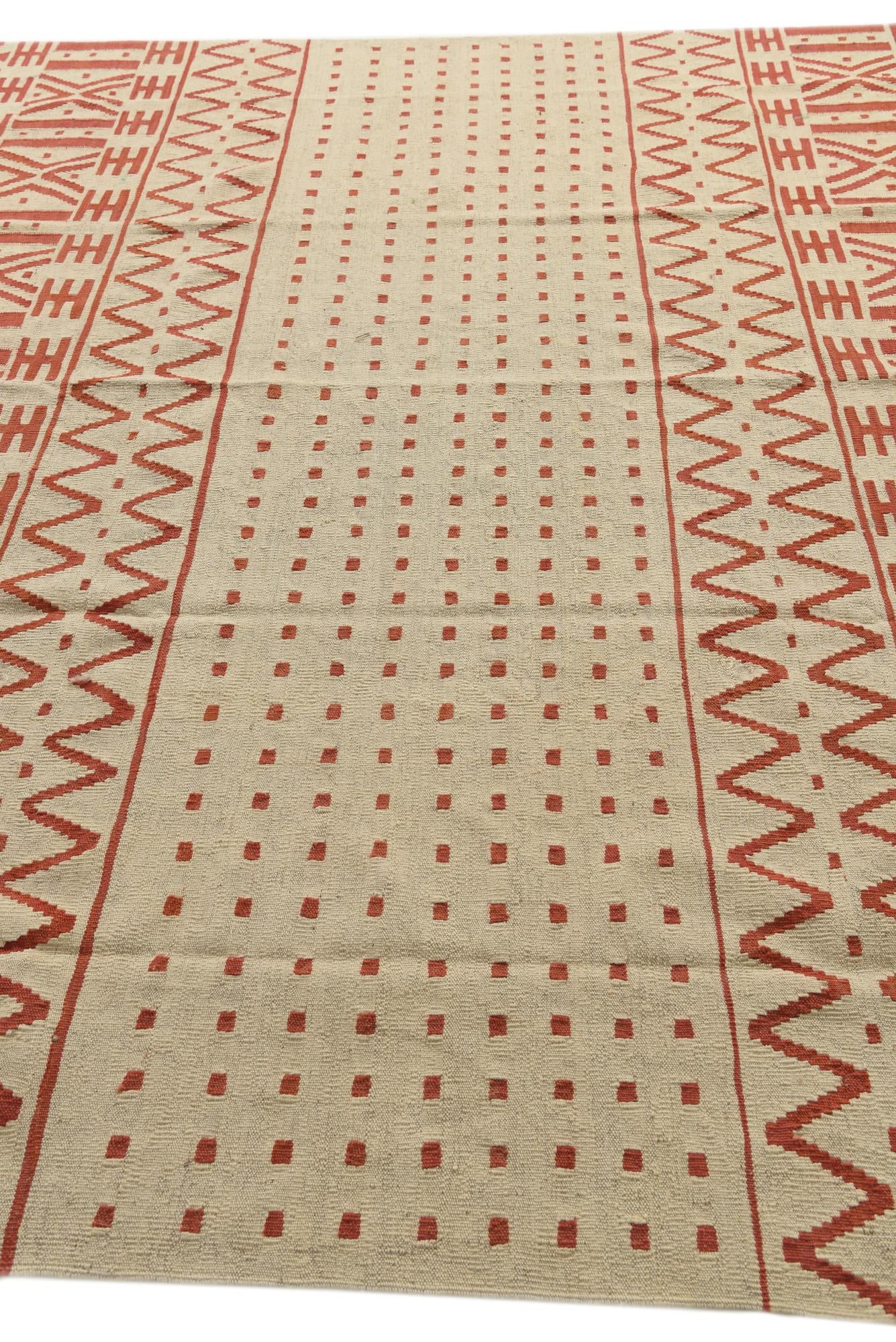8' 7 x 9' 7 Hand Woven Kilim Modern Wool Square Rug