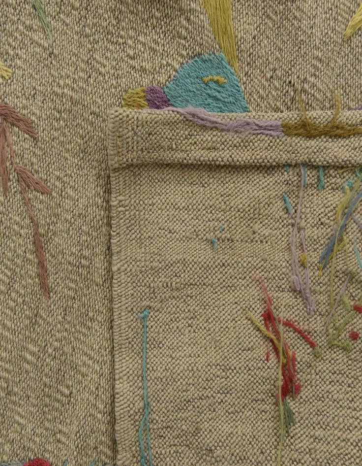 Detail image of 5' x 6'  Hand Woven Kilim Suzani Wool Square Rug
