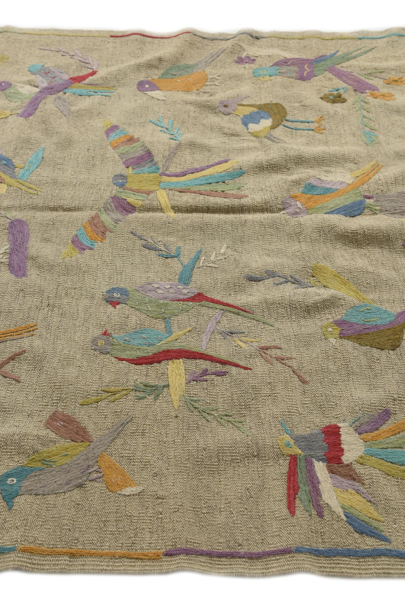 5' x 6' Hand Woven Kilim Suzani Wool Square Rug