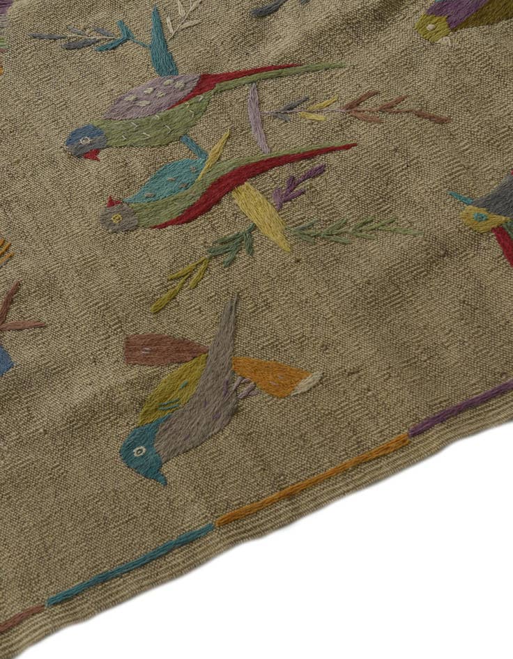 Detail image of 5' x 6'  Hand Woven Kilim Suzani Wool Square Rug