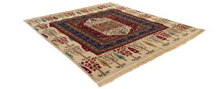 9' 11 x 10' 5 Hand Knotted Mashad Persian Square Rug