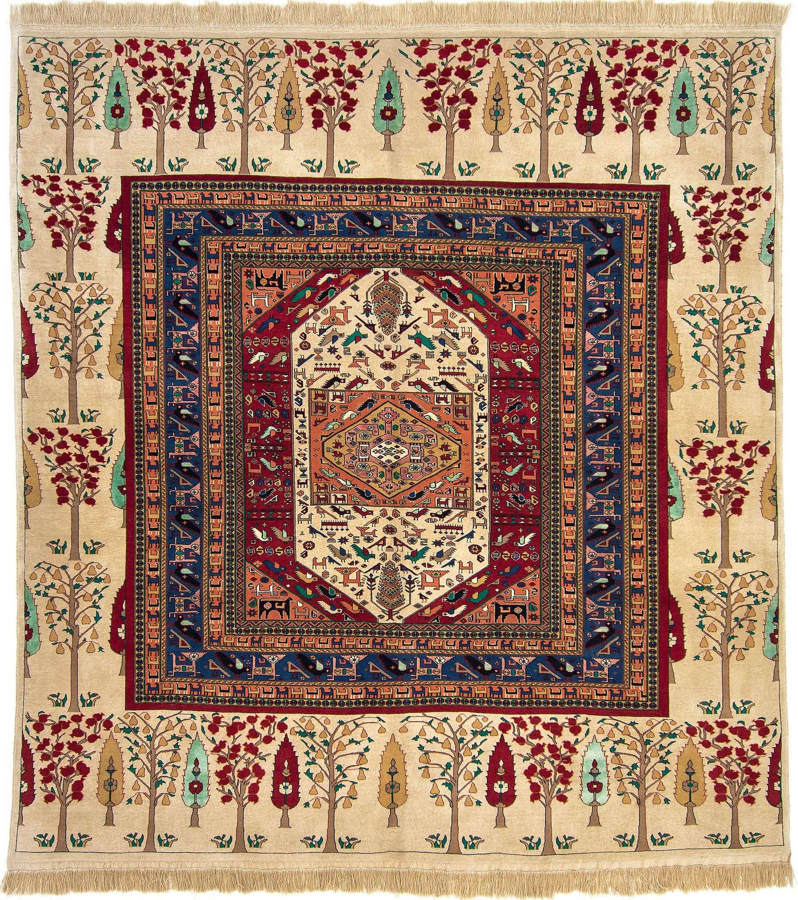 9' 11 x 10' 5 Hand Knotted Mashad Persian Square Rug