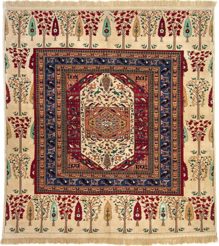 Detail image of 9' 11 x 10' 5 Hand Knotted Mashad Persian Square Rug