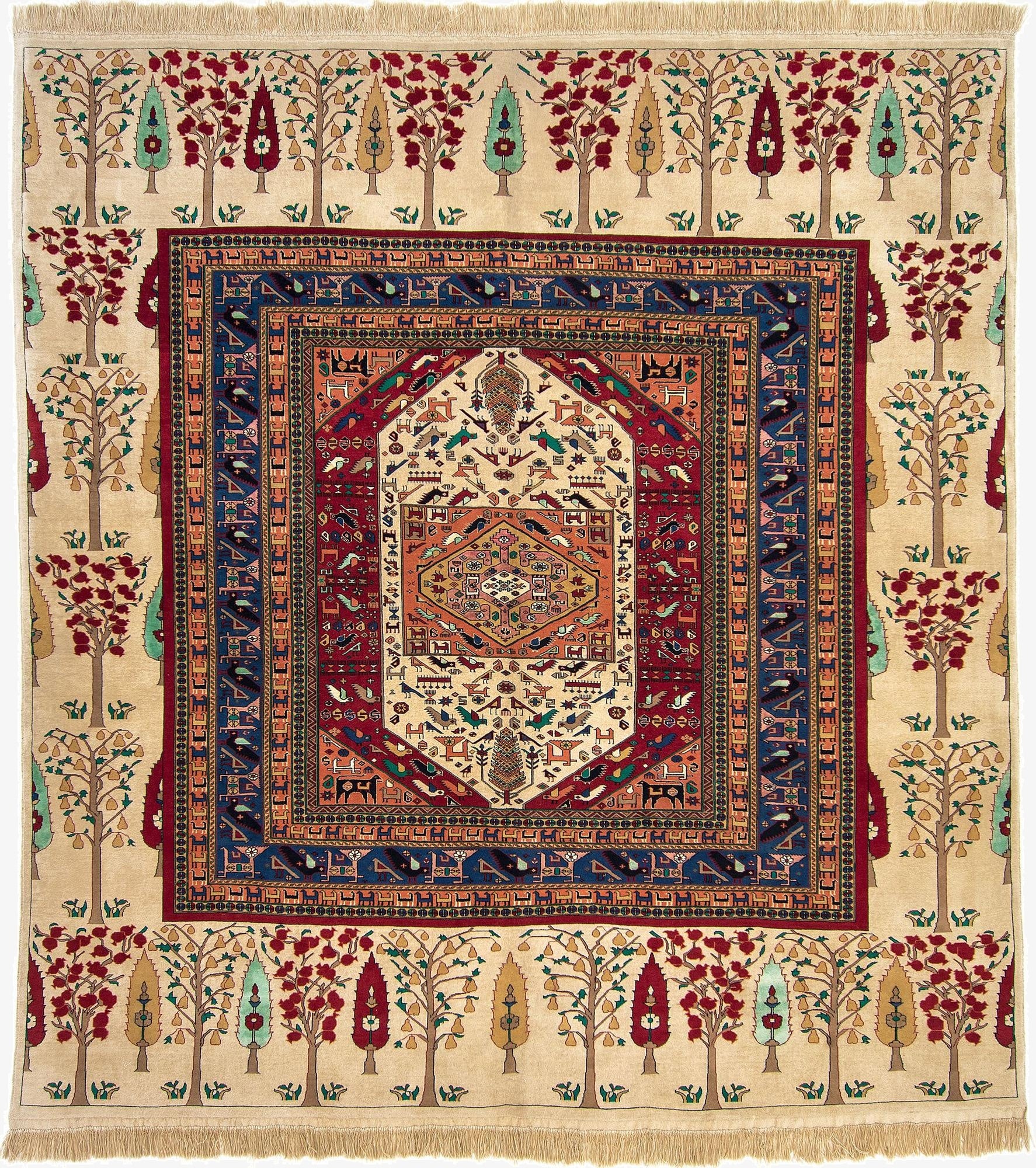 9' 11 x 10' 5  Hand Knotted Mashad Persian Square Rug