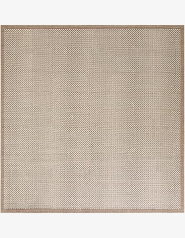 Beige Easy-Clean Border Indoor / Outdoor Square Rug