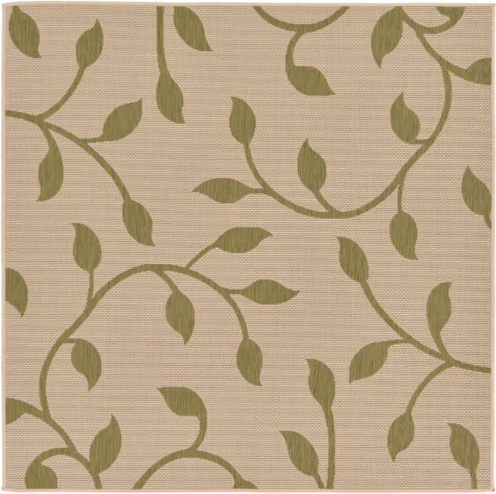 6' x 6' Easy-Clean Botanical Indoor / Outdoor Square Rug