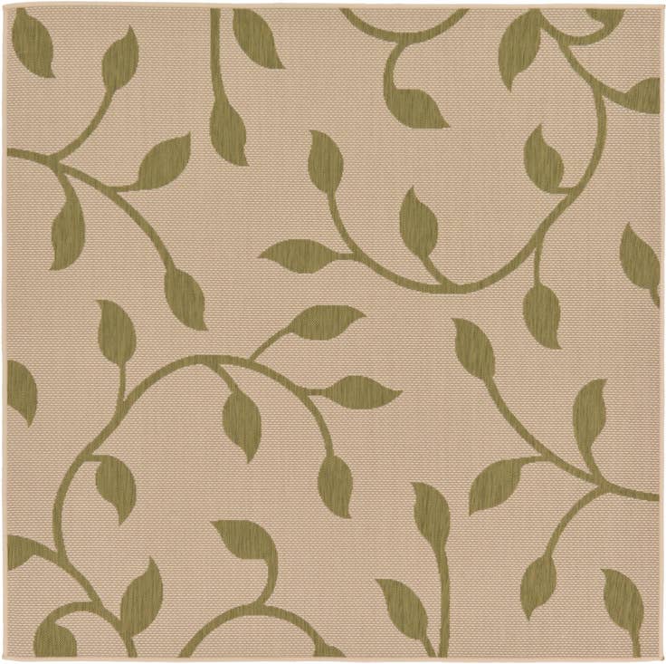 Detail image of 6' x 6' Easy-Clean Botanical Indoor / Outdoor Square Rug