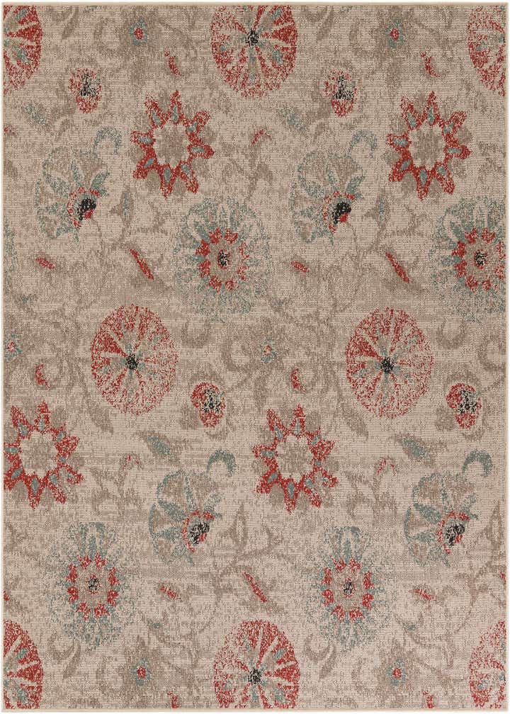 7' 10 x 7' 10 Easy-Clean Botanical Indoor / Outdoor Square Rug
