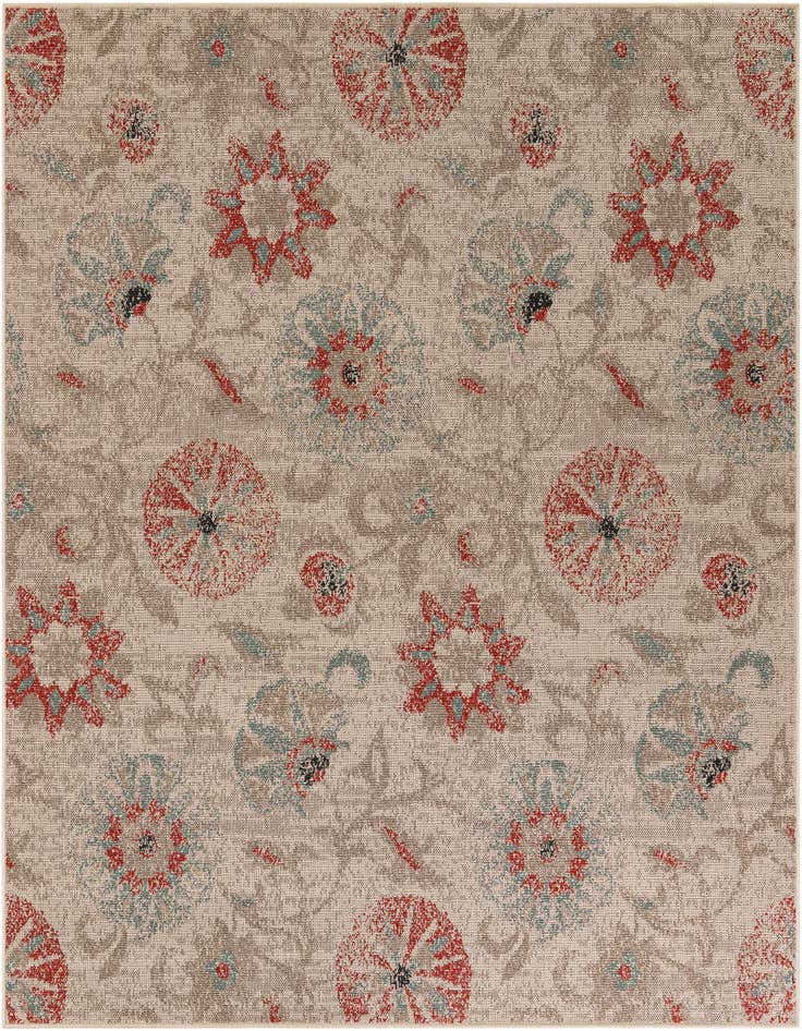 Detail image of 7' 10 x 7' 10 Easy-Clean Botanical Indoor / Outdoor Square Rug