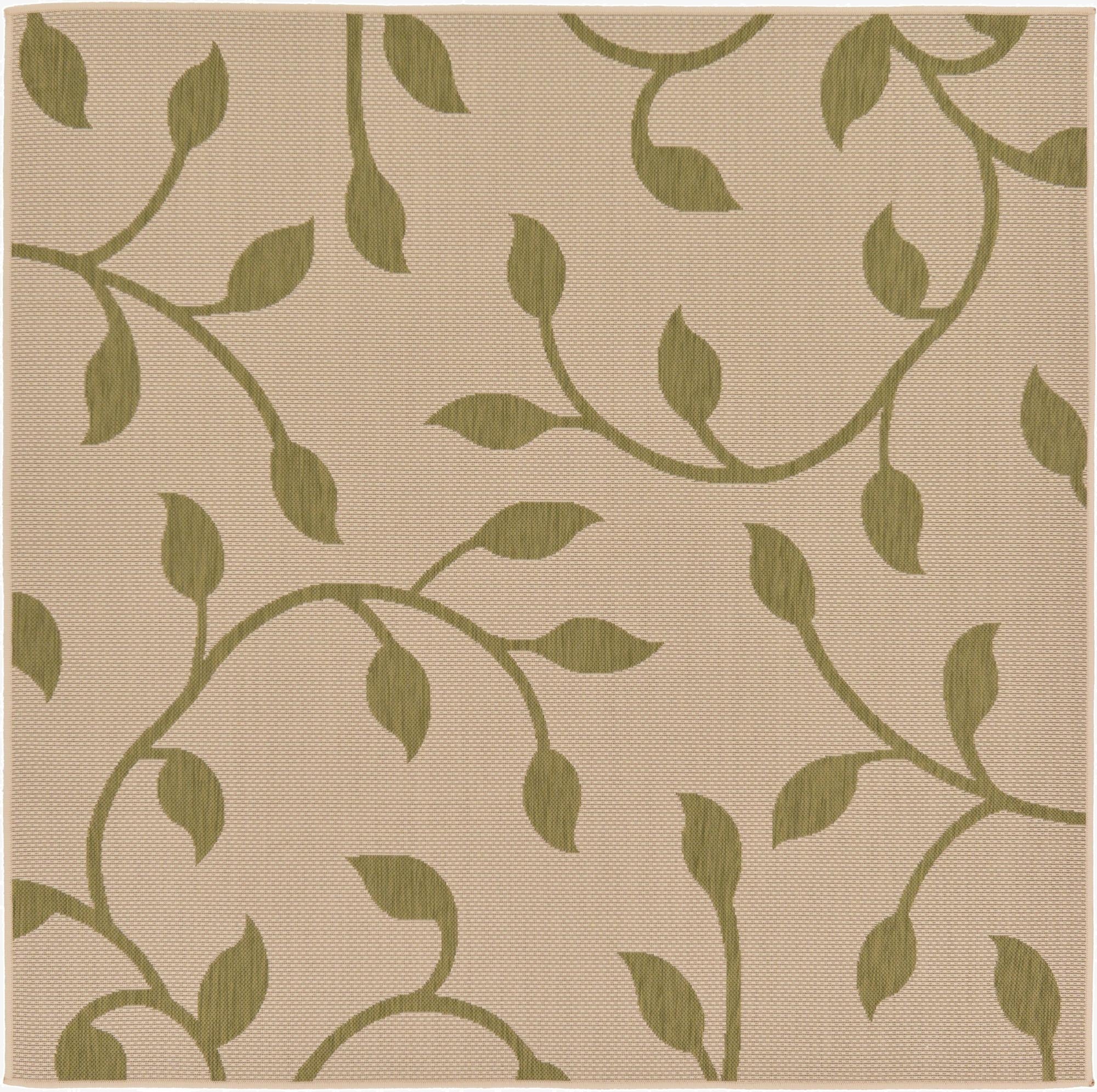 6' x 6'  Washable Botanical Indoor / Outdoor Square Rug