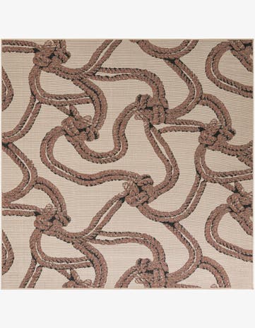 Beige Easy-Clean Coastal Indoor / Outdoor Square Rug