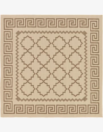 Beige Easy-Clean Lattice Indoor / Outdoor Square Rug