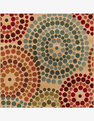 Beige Easy-Clean Modern Indoor / Outdoor Square Rug