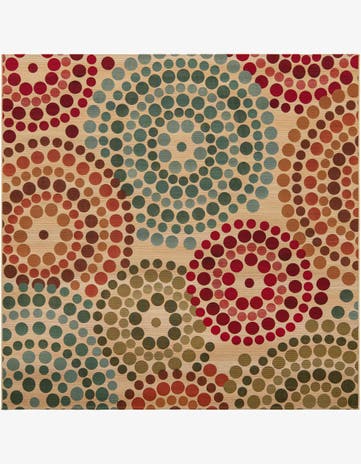 Beige Easy-Clean Modern Indoor / Outdoor Square Rug