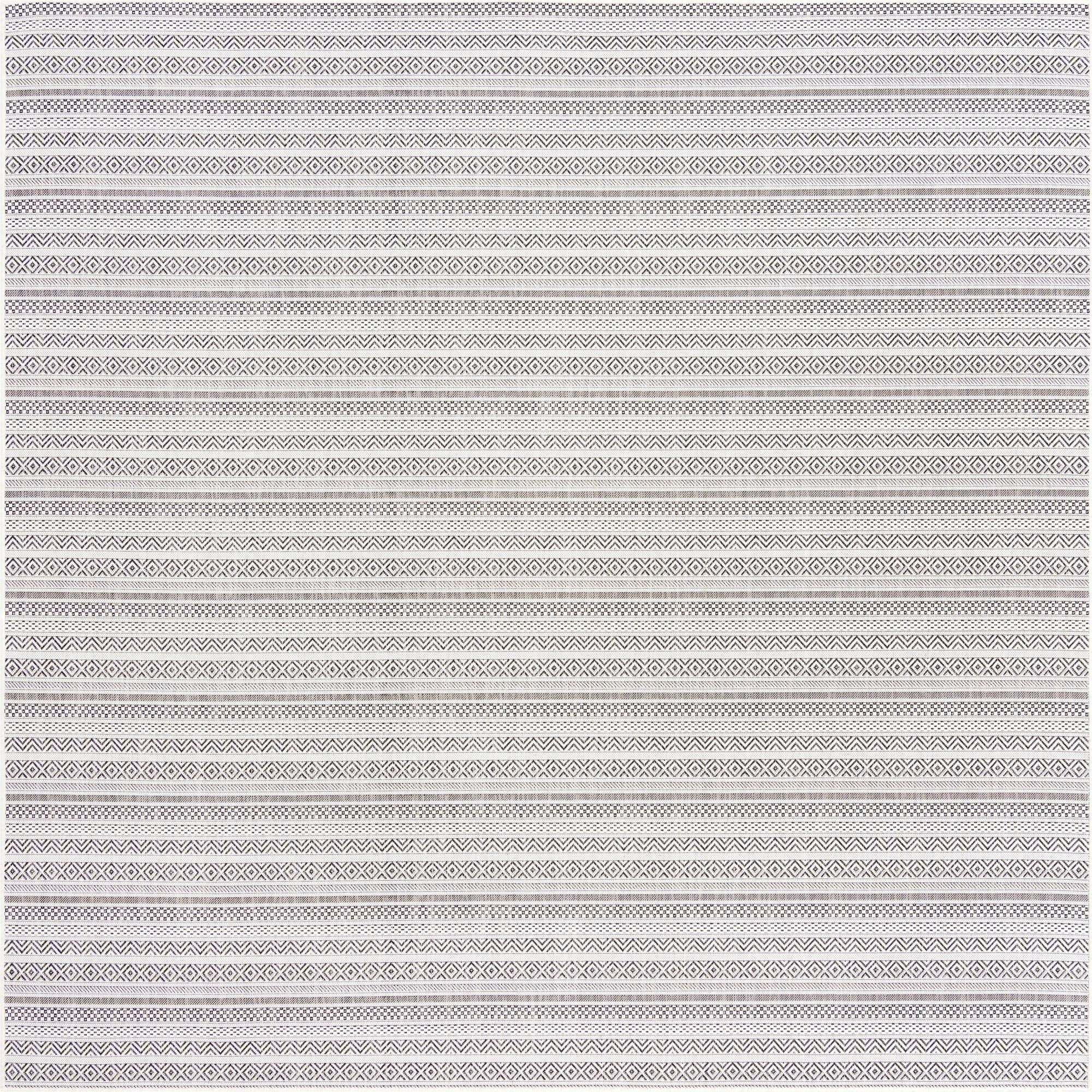10' x 10'  Washable Striped Indoor / Outdoor Square Rug