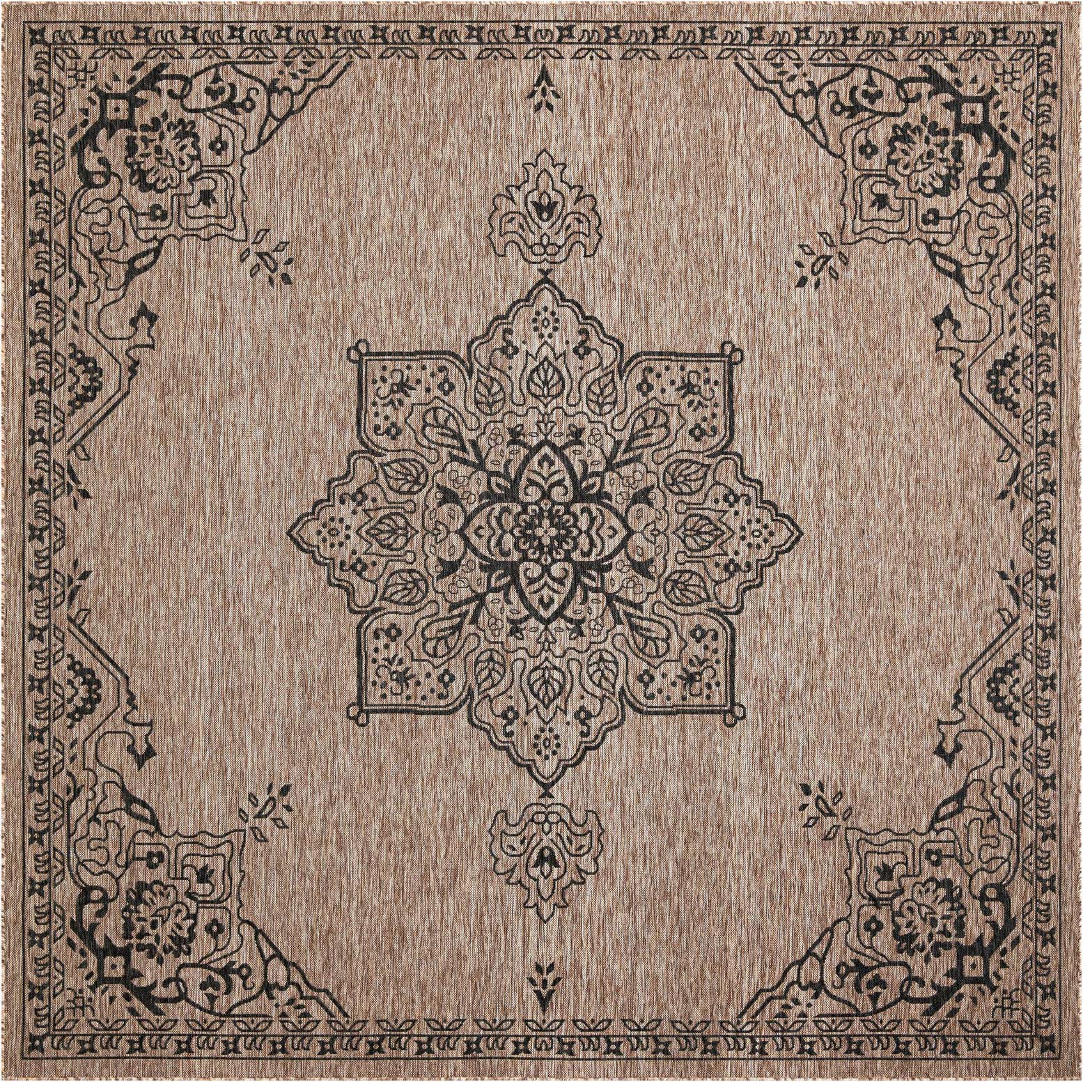 10' x 10' Easy-Clean Traditional Indoor / Outdoor Square Rug