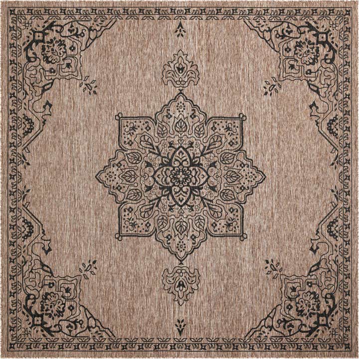 10' x 10' Easy-Clean Traditional Indoor / Outdoor Square Rug