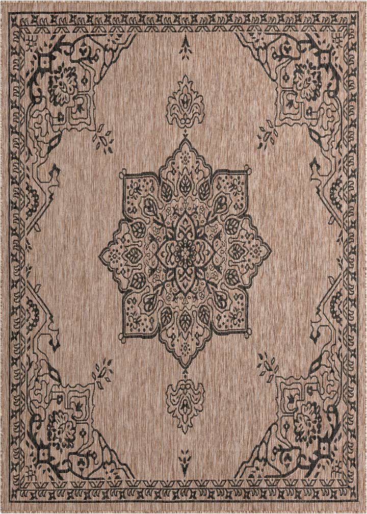 7' 10 x 7' 10 Easy-Clean Traditional Indoor / Outdoor Square Rug