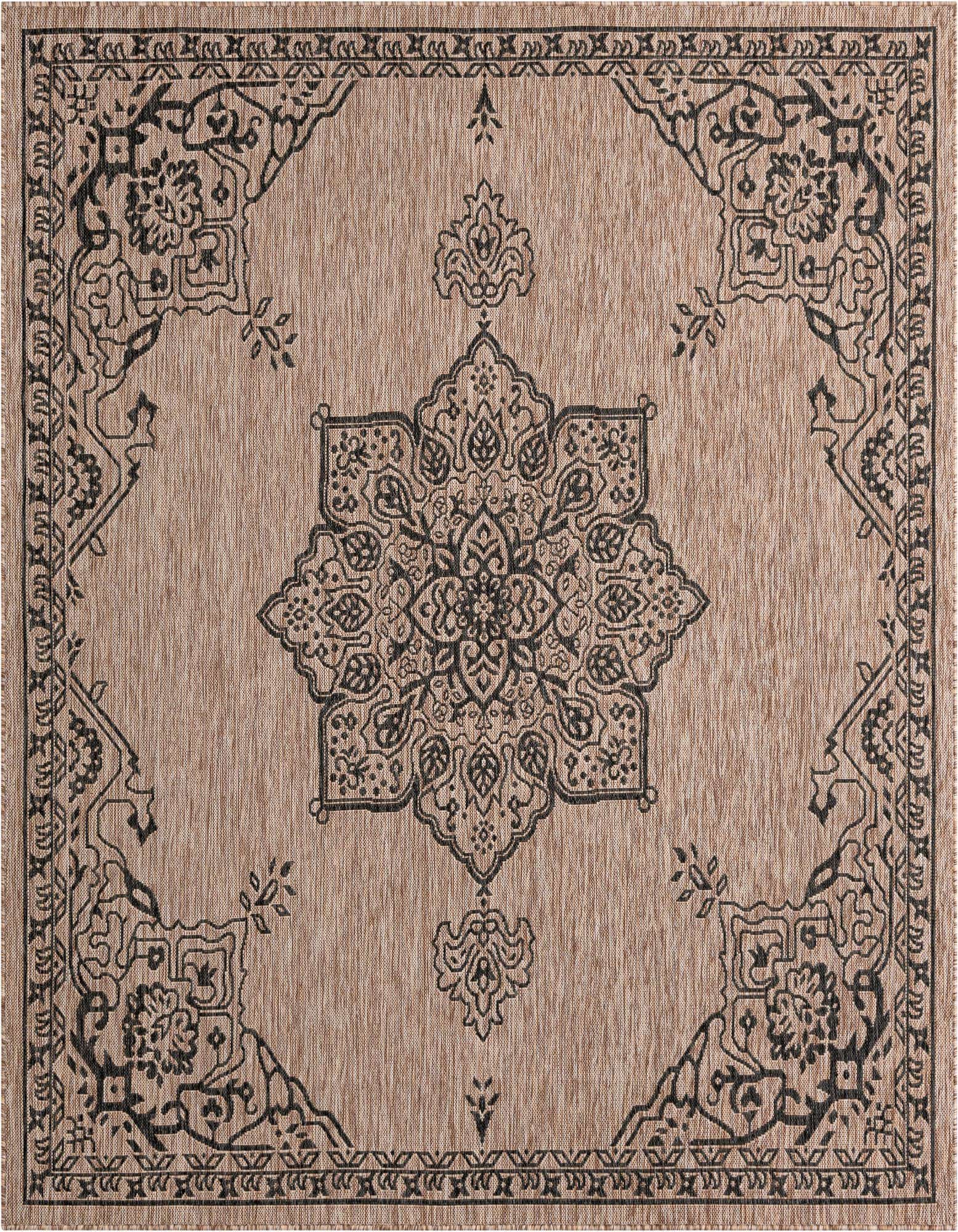 7' 10 x 7' 10 Easy-Clean Traditional Indoor / Outdoor Square Rug