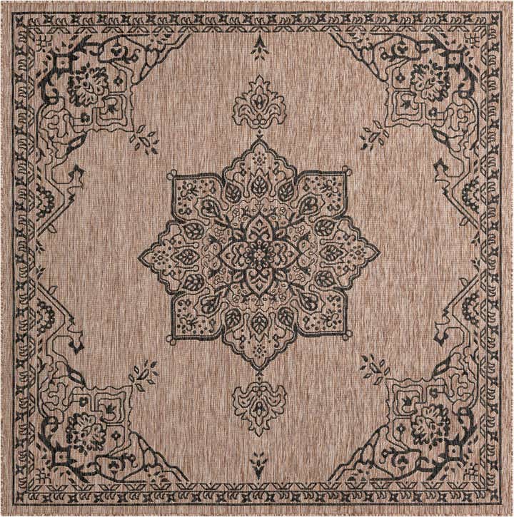 7' 10 x 7' 10 Easy-Clean Traditional Indoor / Outdoor Square Rug