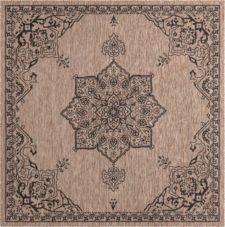 Detail image of 7' 10 x 7' 10 Easy-Clean Traditional Indoor / Outdoor Square Rug