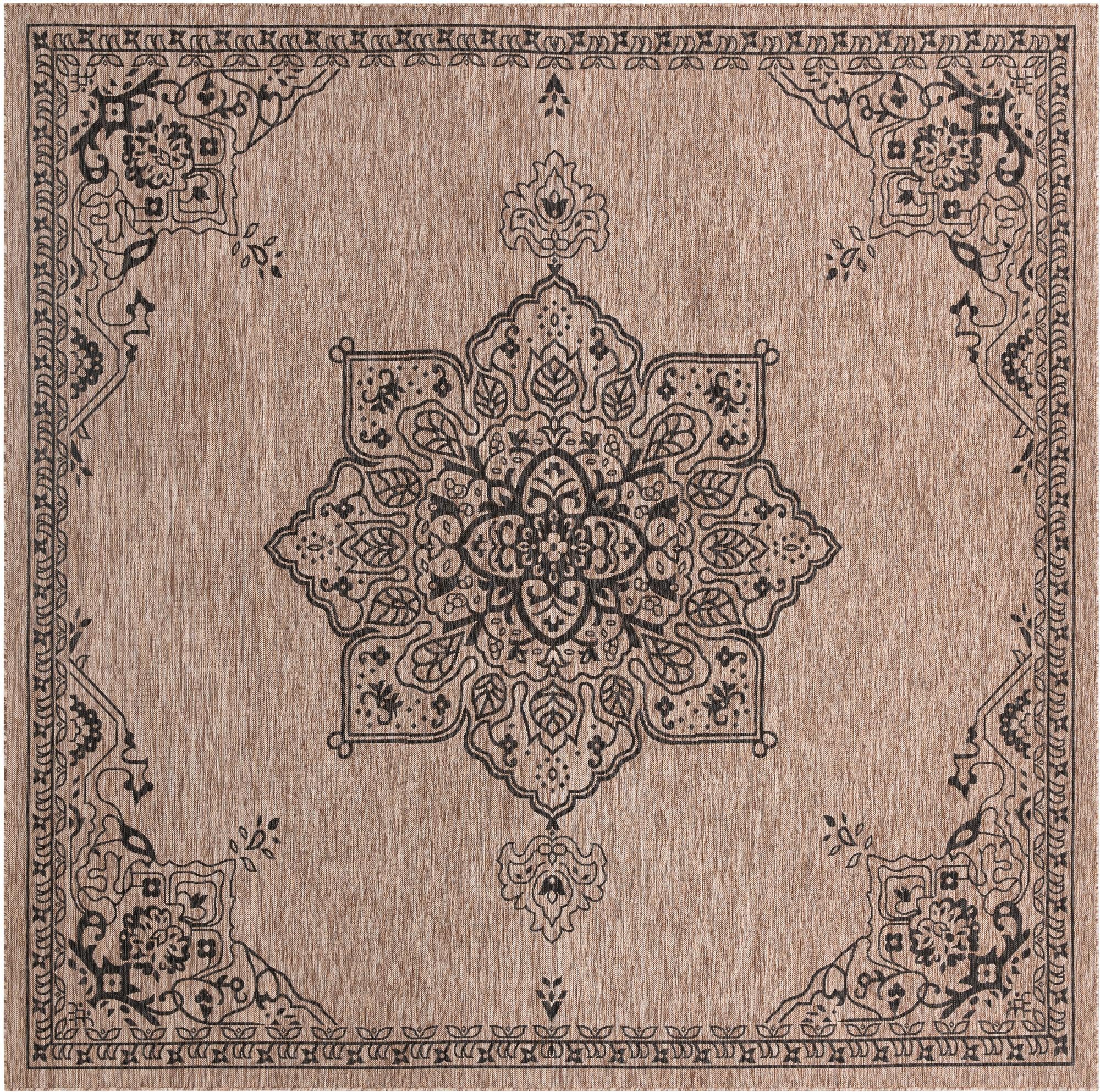 13' x 13'  Washable Traditional Indoor / Outdoor Square Rug