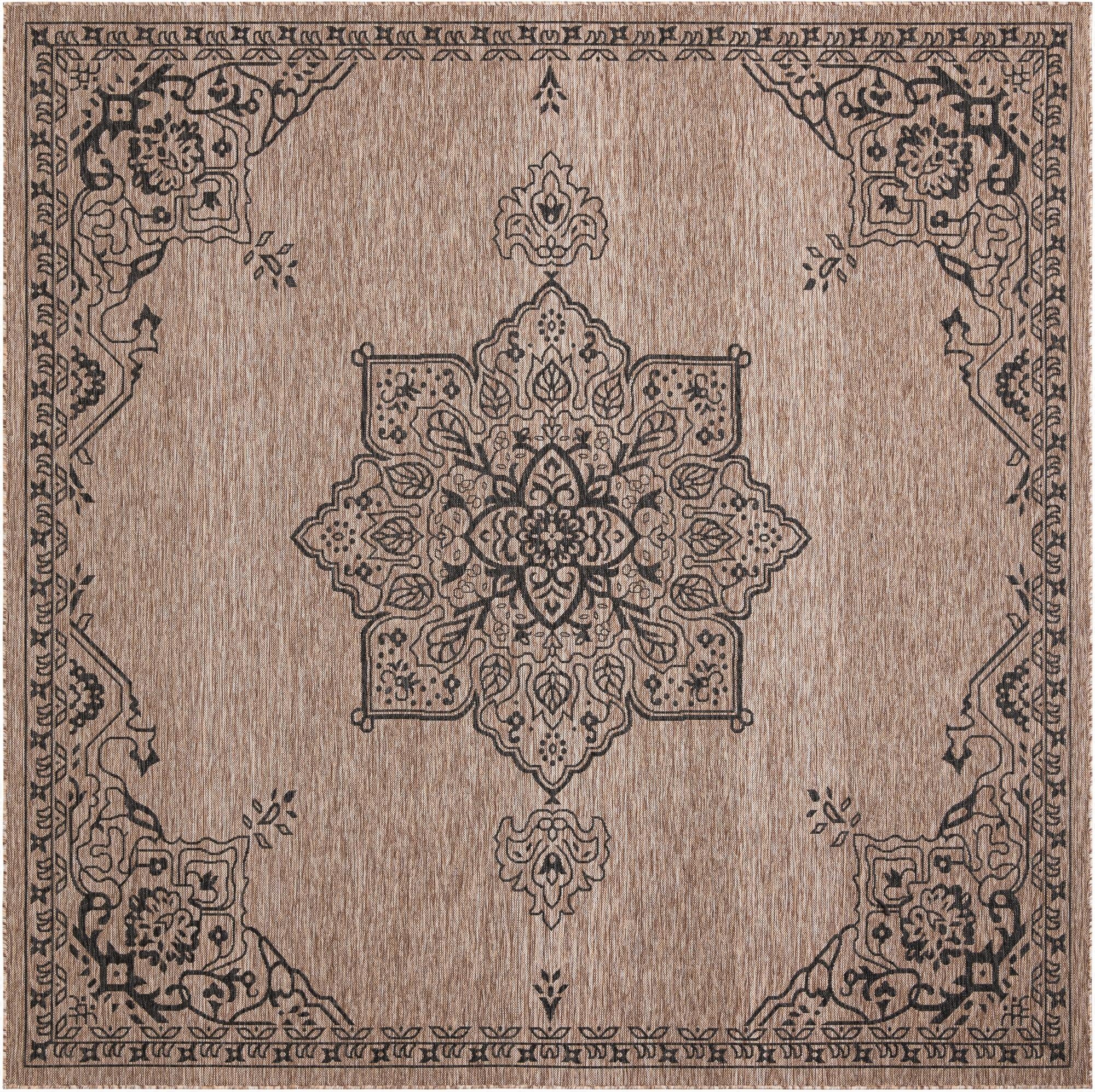 10' x 10'  Washable Traditional Indoor / Outdoor Square Rug