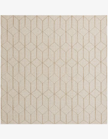 Beige Easy-Clean Trellis Indoor / Outdoor Square Rug
