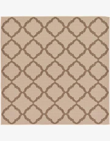 Beige Easy-Clean Trellis Indoor / Outdoor Square Rug