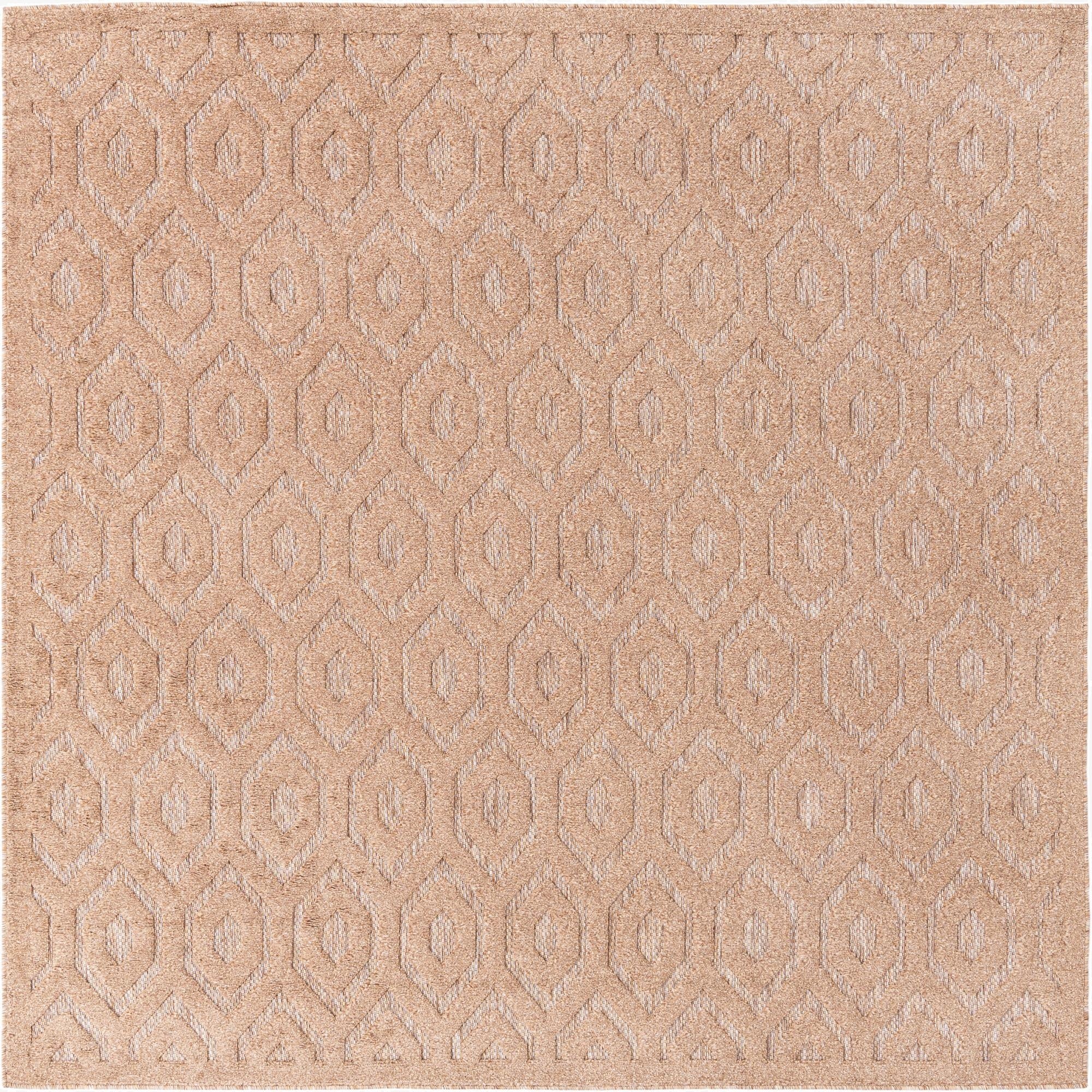 7' 10 x 7' 10  Washable Trellis Textured Indoor / Outdoor Square Rug