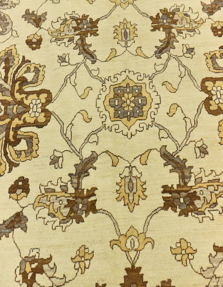 Detail image of 13' 7 x 14' 1  Hand Knotted Peshawar Ziegler Wool Square Rug