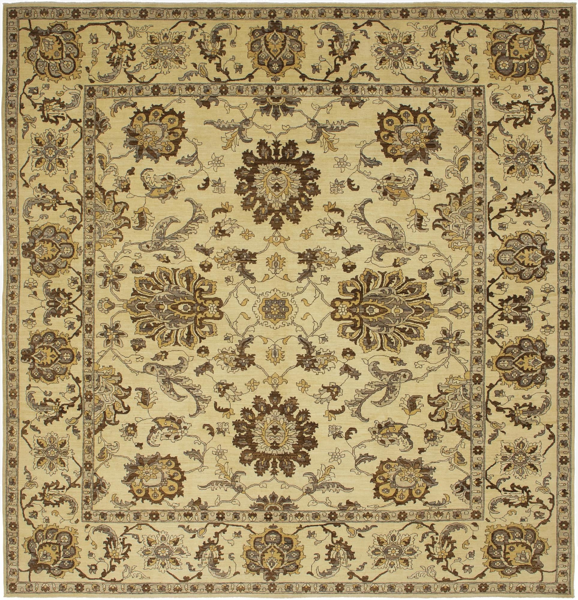 13' 7 x 14' 1  Hand Knotted Peshawar Ziegler Wool Square Rug