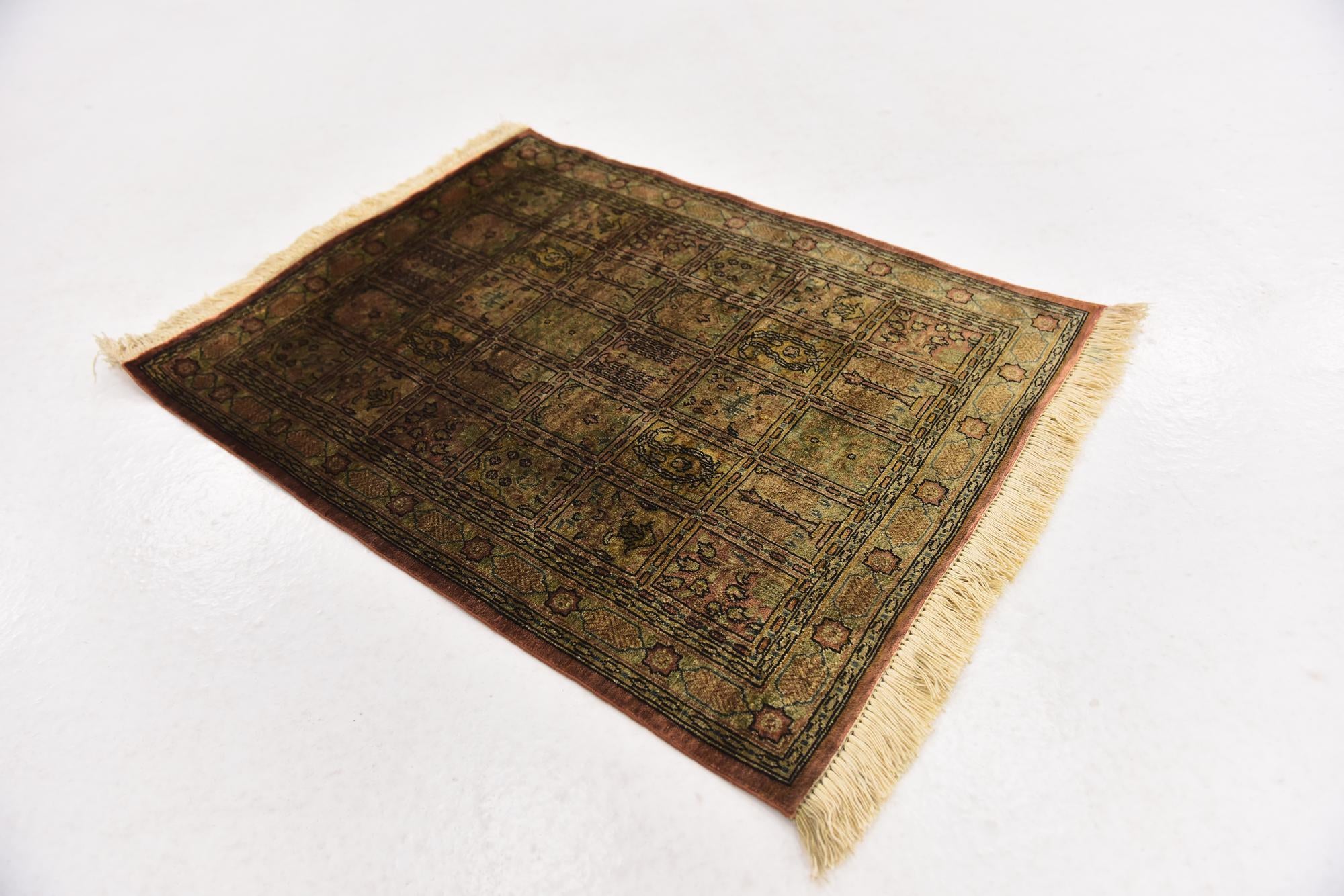 1' 10 x 2' 4 Hand Knotted Qom Persian Square Rug