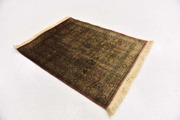 1' 10 x 2' 4 Hand Knotted Qom Persian Square Rug