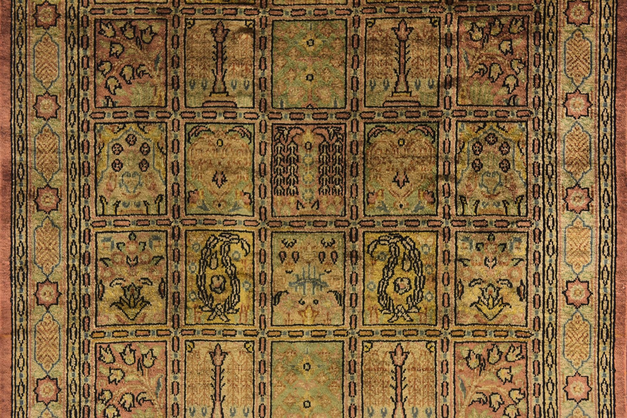 1' 10 x 2' 4 Hand Knotted Qom Persian Square Rug