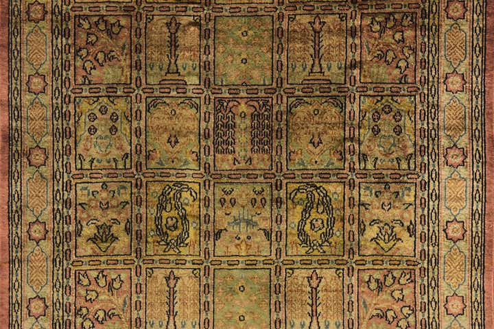 1' 10 x 2' 4 Hand Knotted Qom Persian Square Rug