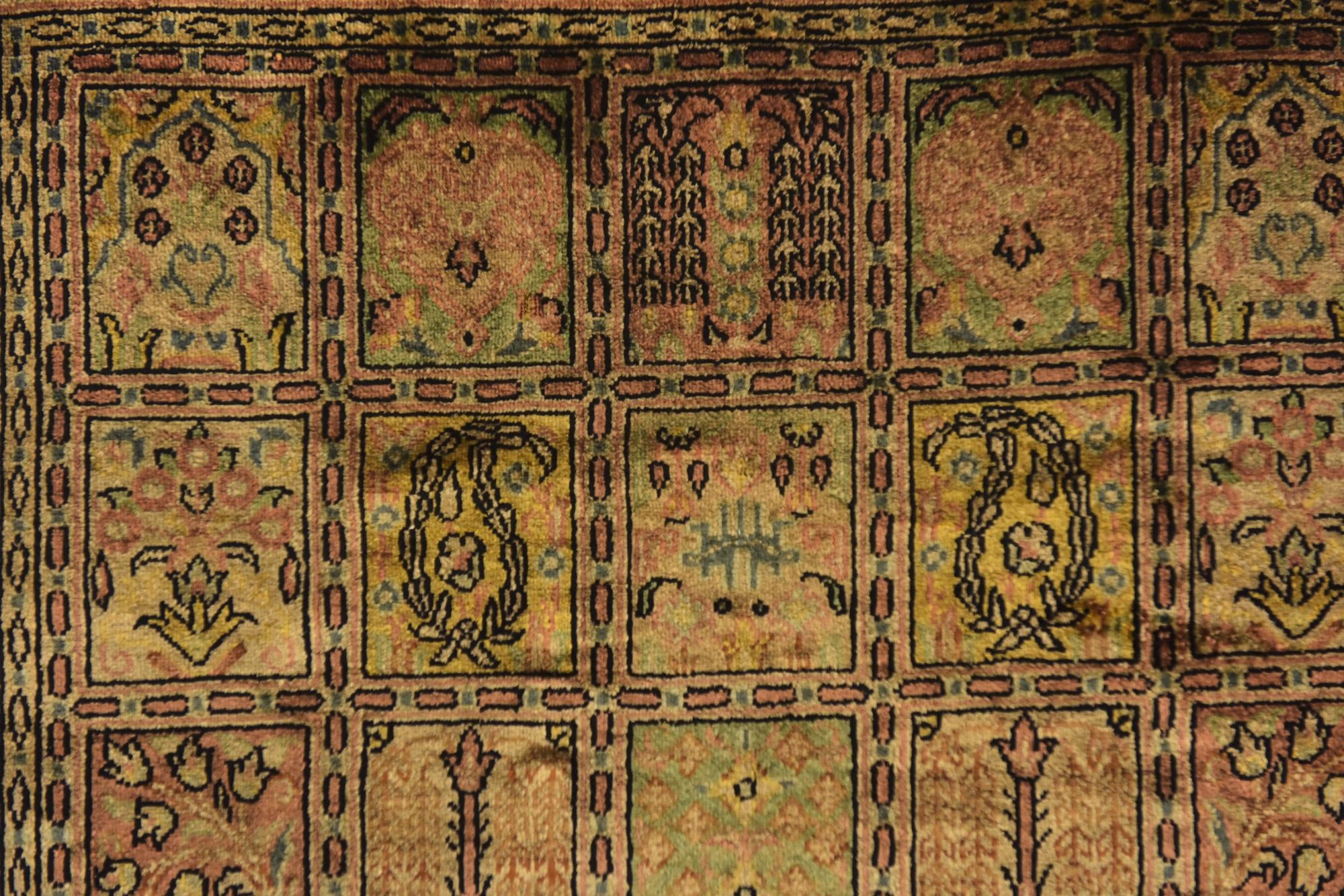 1' 10 x 2' 4 Hand Knotted Qom Persian Square Rug