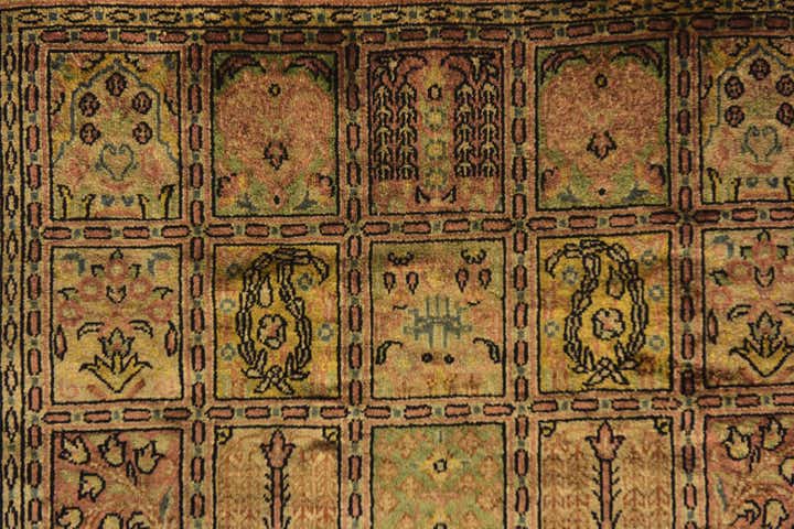 1' 10 x 2' 4 Hand Knotted Qom Persian Square Rug