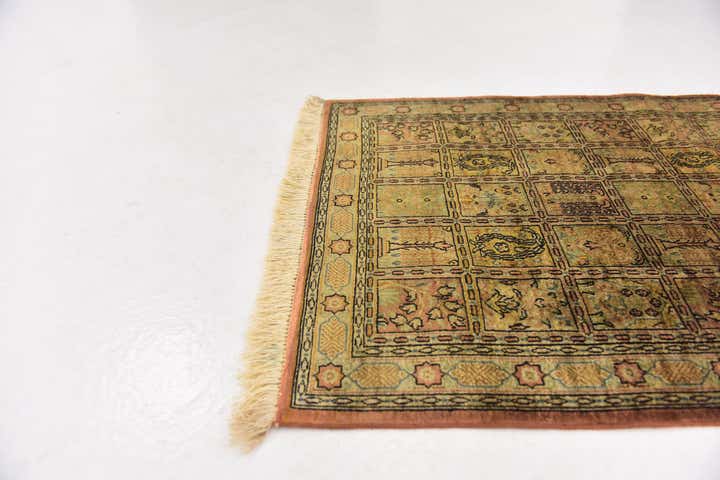 1' 10 x 2' 4 Hand Knotted Qom Persian Square Rug