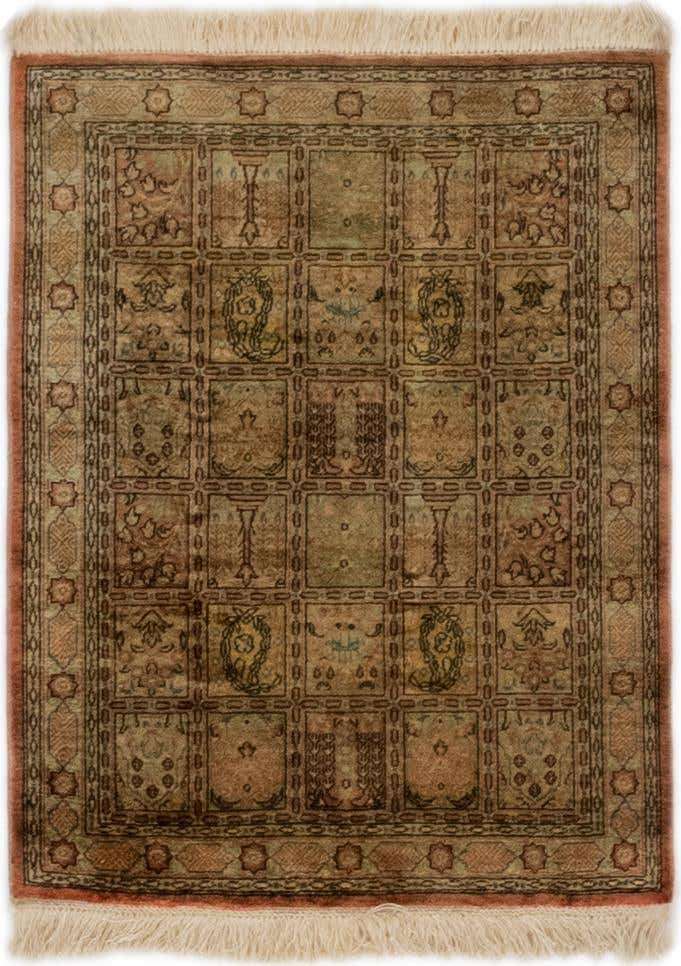 1' 10 x 2' 4 Hand Knotted Qom Persian Square Rug