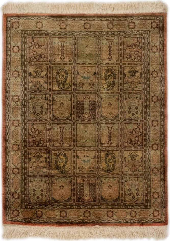 Detail image of 1' 10 x 2' 4 Hand Knotted Qom Persian Square Rug