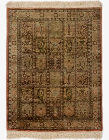 1' 10 x 2' 4 Hand Knotted Qom Persian Square Rug