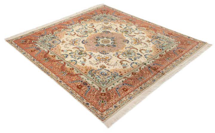 6' 4 x 6' 8 Hand Knotted Tabriz Persian Square Rug