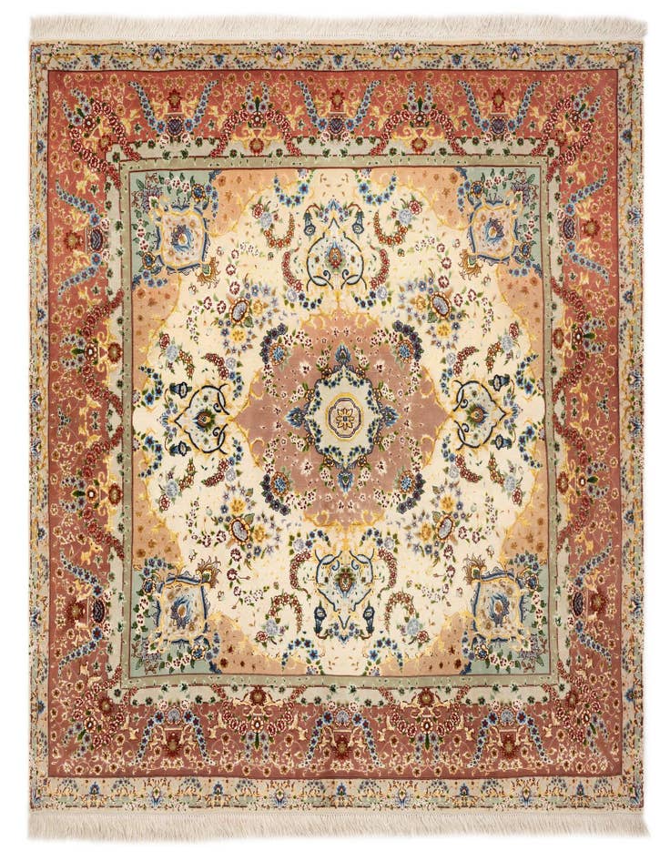 Detail image of 6' 4 x 6' 8 Hand Knotted Tabriz Persian Square Rug